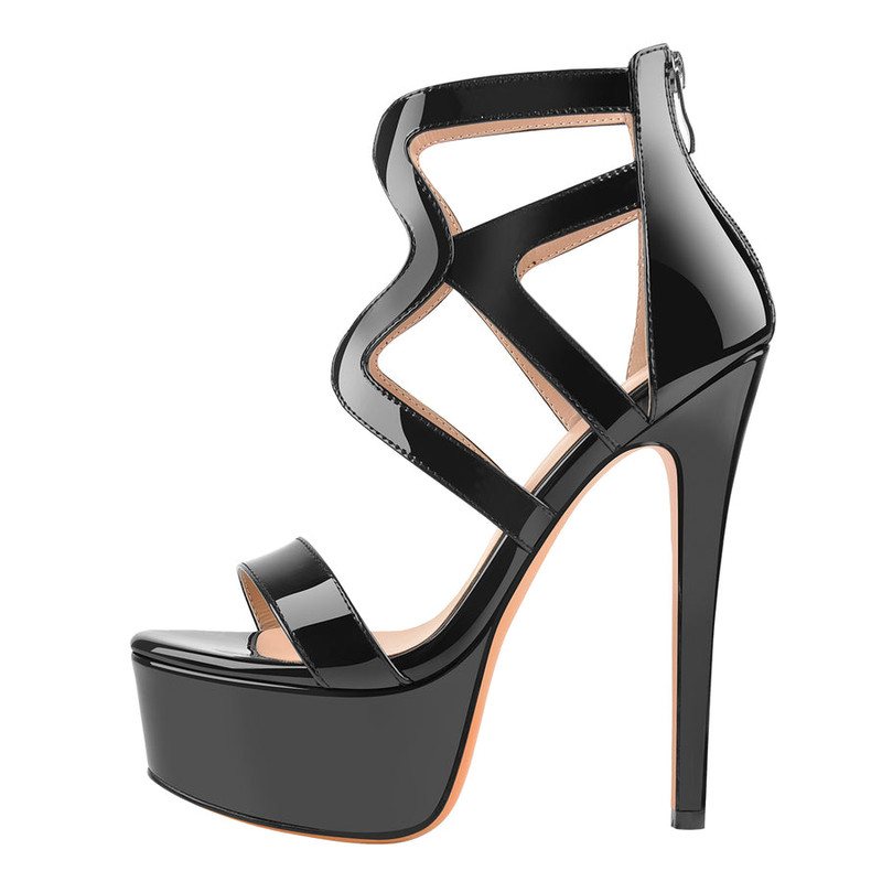 Plateau Gladiator Stilettos Sandaletten Runde Zehenpartie