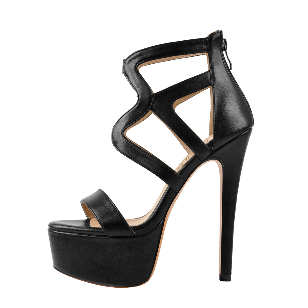 Plateau Gladiator Stilettos Sandaletten Runde Zehenpartie