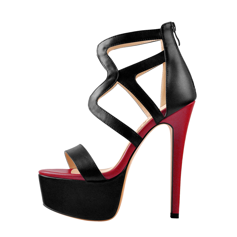 Plateau Gladiator Stilettos Sandaletten Runde Zehenpartie