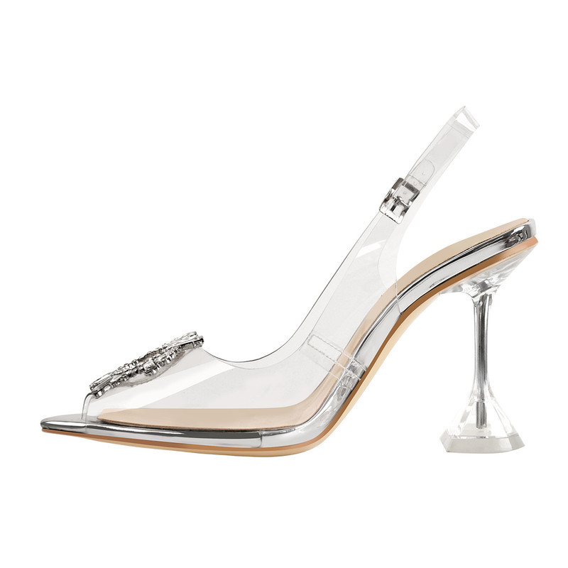Transparent high heels spitze Strass Sonnensandalen