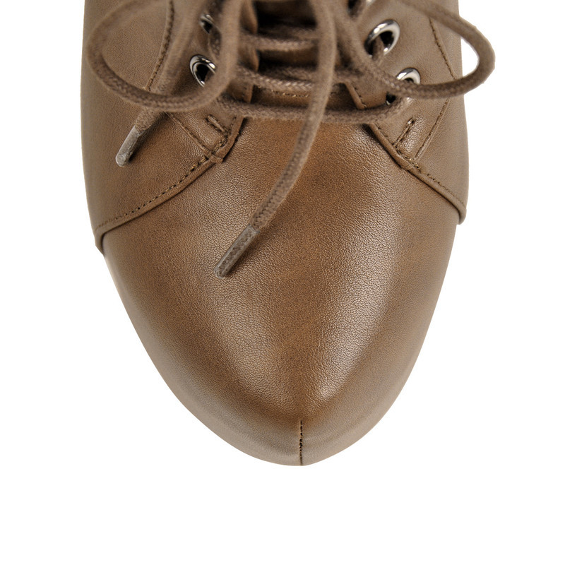 Kunstleder Plateau Reißverschluss Stiletto Stiefel