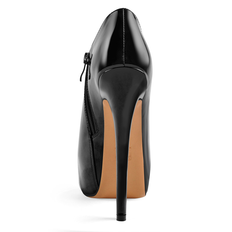 Leder Plateau Reißverschluss Stiletto Stiefel