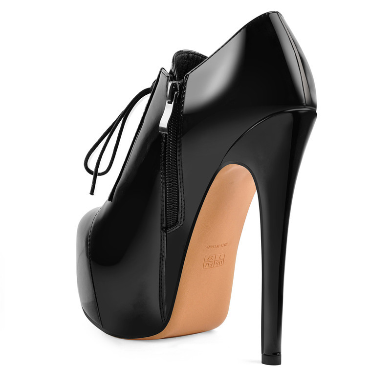 Leder Plateau Reißverschluss Stiletto Stiefel