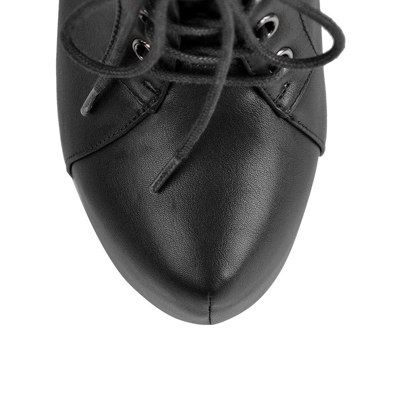 Kunstleder Plateau Reißverschluss Stiletto Stiefel