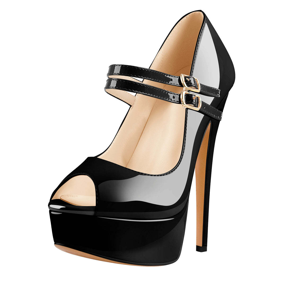 Peep Toed Plateau Pumps mit Schnallen Riemchenpumps Sexy Stilettos Mesh Riemchenpumps