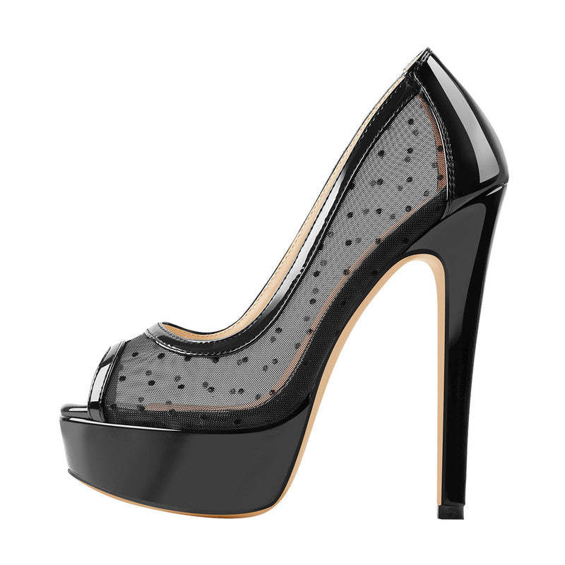 Plateau Punkte Netz Stiletto Pumps mit hohem Absatz