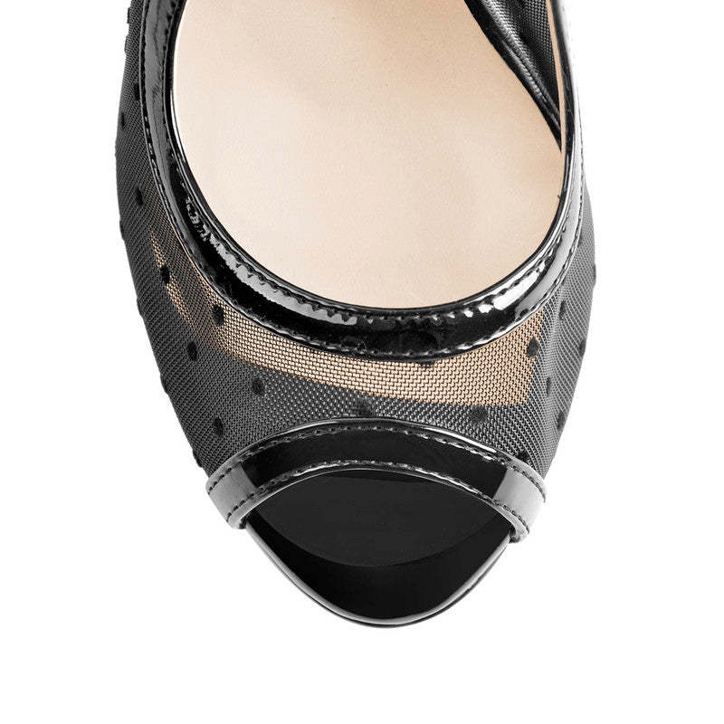 Plateau Punkte Netz Stiletto Pumps mit hohem Absatz
