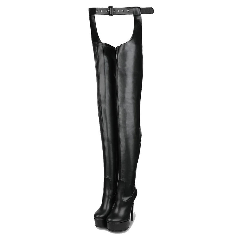 Runde Zehe Plattform Stiletto Stretchy Strumpfhosen Stiefel