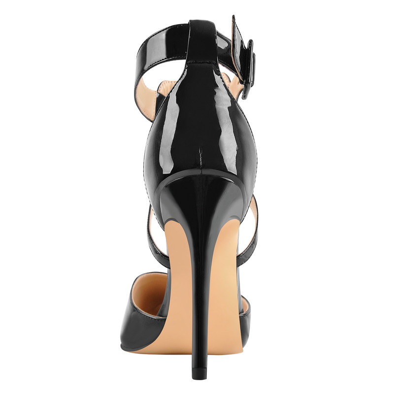 Lackleder Kreuzgurte Riemchen Damen Pumps Stiletto