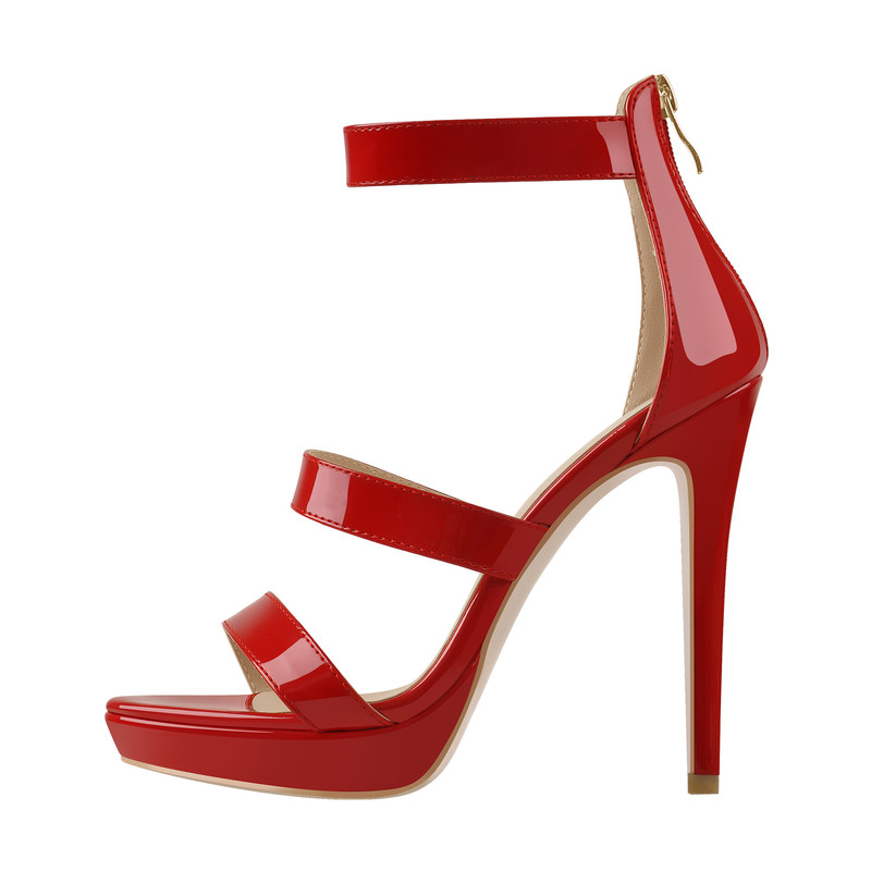 Knöchel Riemen Plattform Reißverschluss Stiletto Sandalen