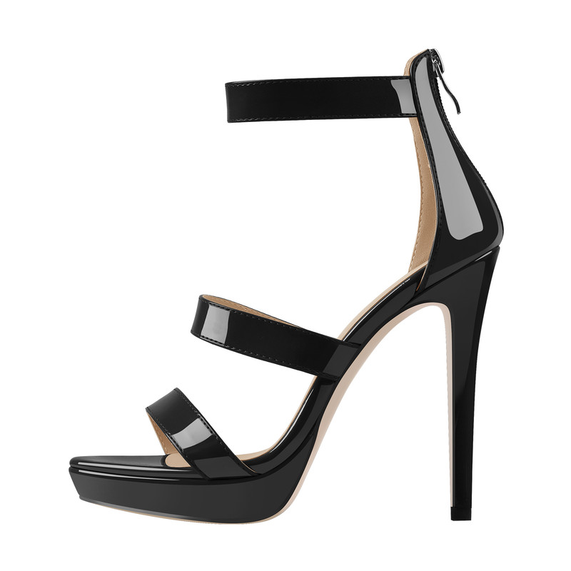 Knöchel Riemen Plattform Reißverschluss Stiletto Sandalen