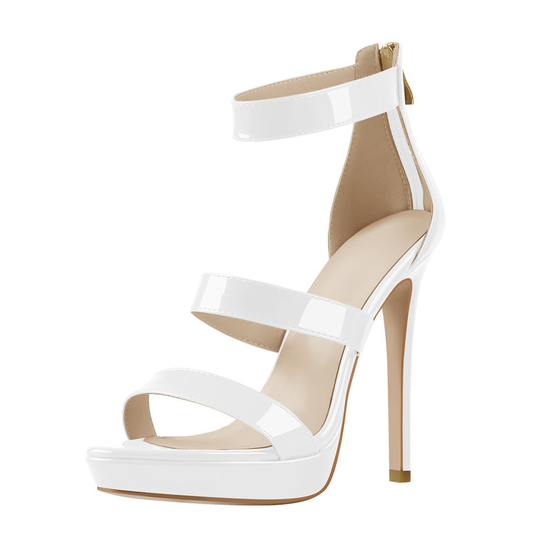 Knöchel Riemen Plattform Reißverschluss Stiletto Sandalen