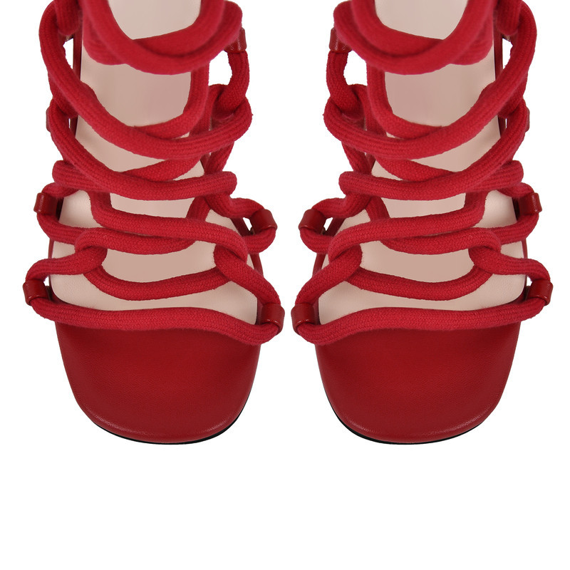 Gladiator Sandalen Stiletto mit runder Spitze und Schnürung