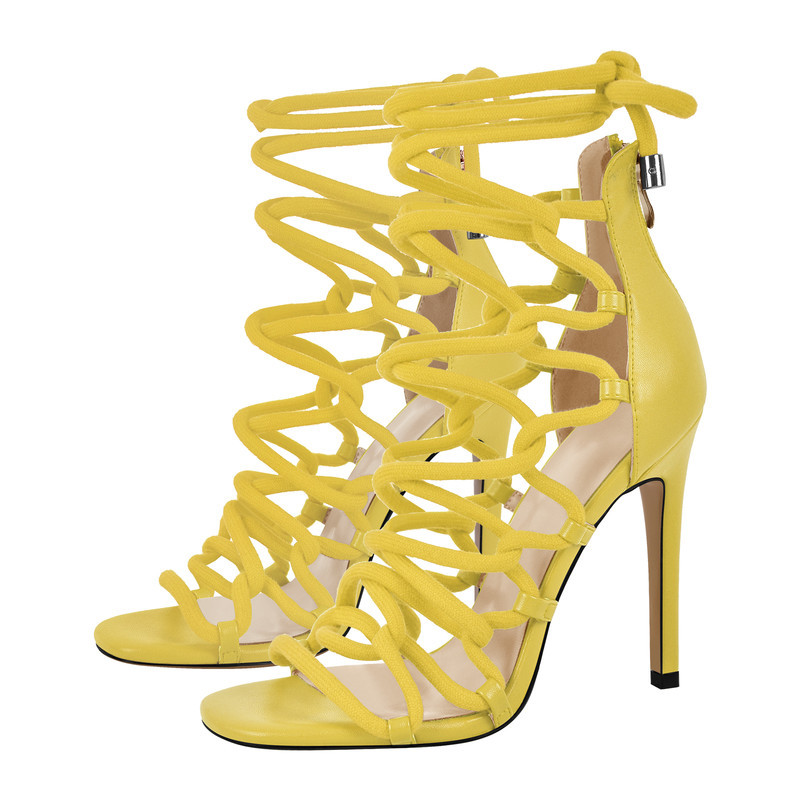 Gladiator Sandalen Stiletto mit runder Spitze und Schnürung