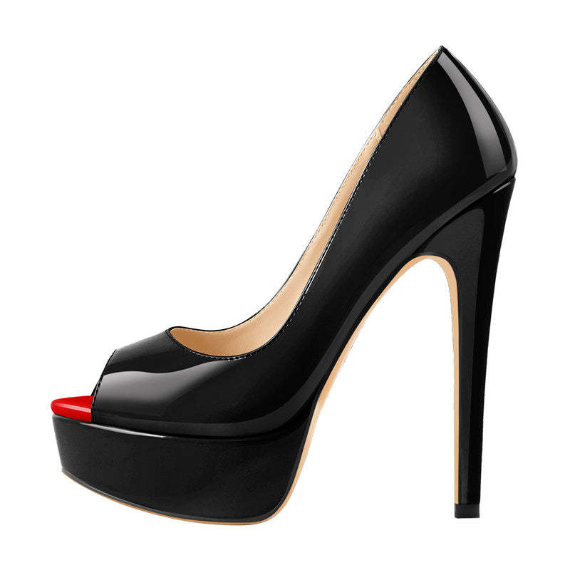 Peep Toe Plateau Stiletto Pumps mit hohem Absatz