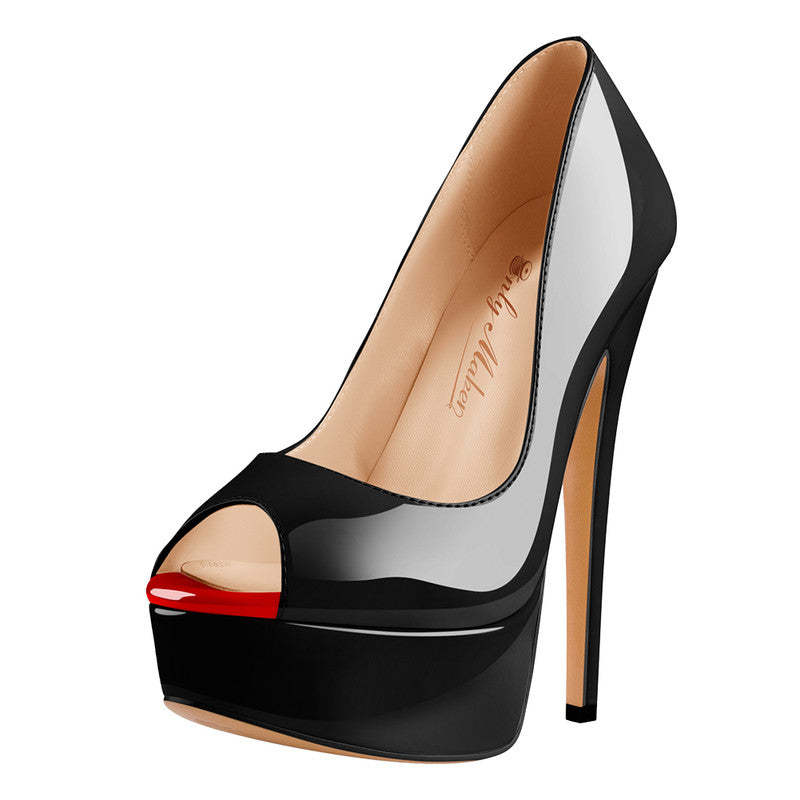 Peep Toe Plateau Stiletto Pumps mit hohem Absatz