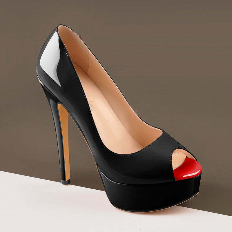 Peep Toe Plateau Stiletto Pumps mit hohem Absatz
