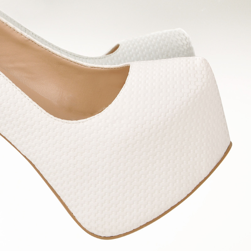 Leder Flecht Optik Schnalle Stiletto Pumps Plateau