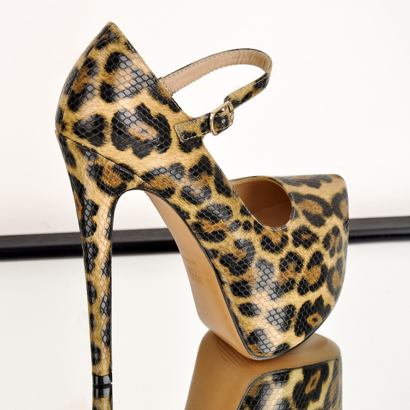 Leder Flecht Optik Schnalle Stiletto Pumps Plateau