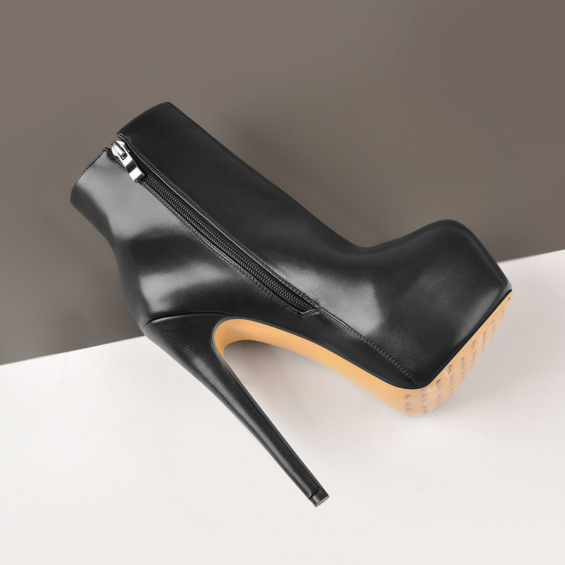 Abgerundete Zehe Plattform Stiletto High Heel Ankle Stiefel