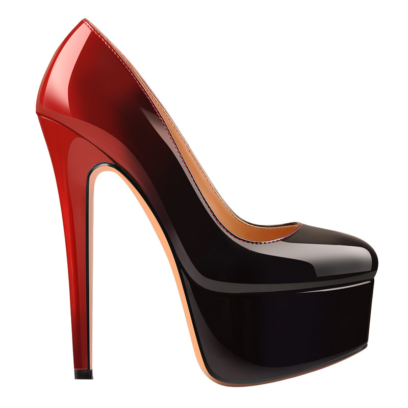 Plateau High Heels aus Lackleder mit Farbverlauf