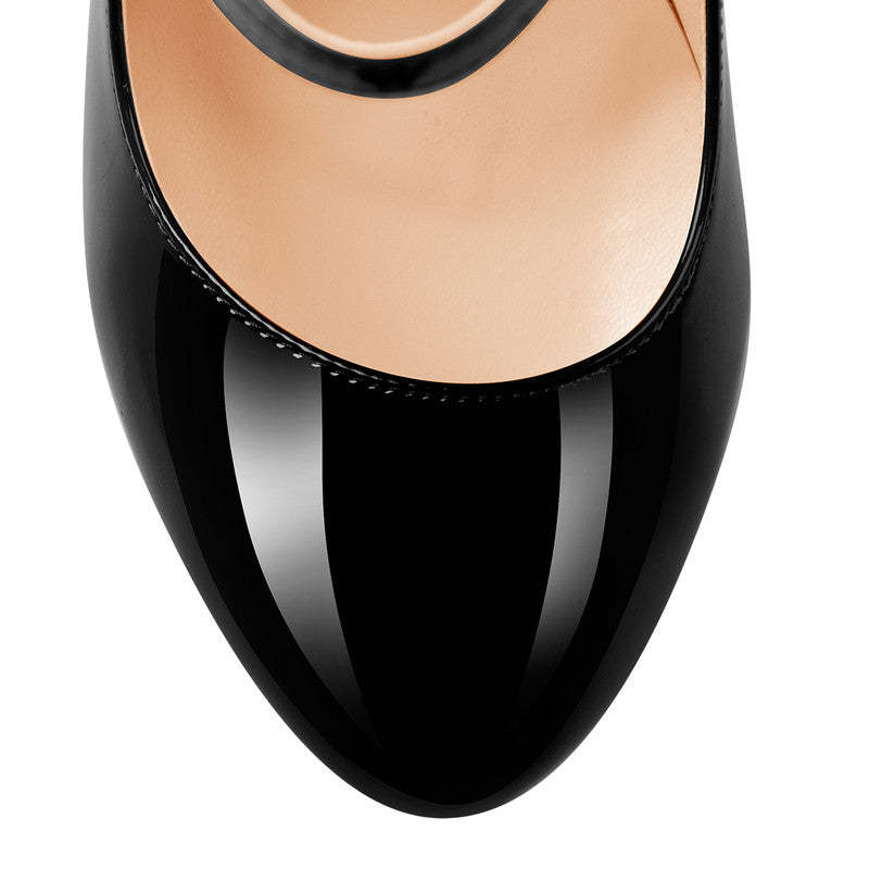 Mary Jane Plateau Pumps mit klobigem Absatz und hohem Absatz