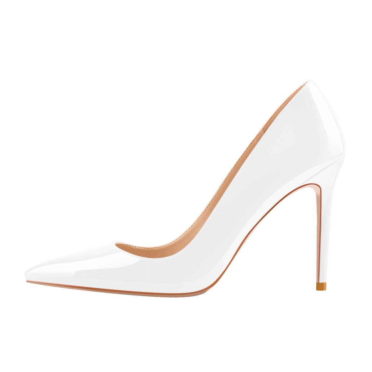 Weiße Lack Pumps mit spitzer Zehe und hohem Absatz