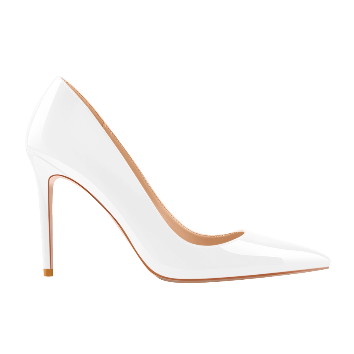 Weiße Lack Pumps mit spitzer Zehe und hohem Absatz