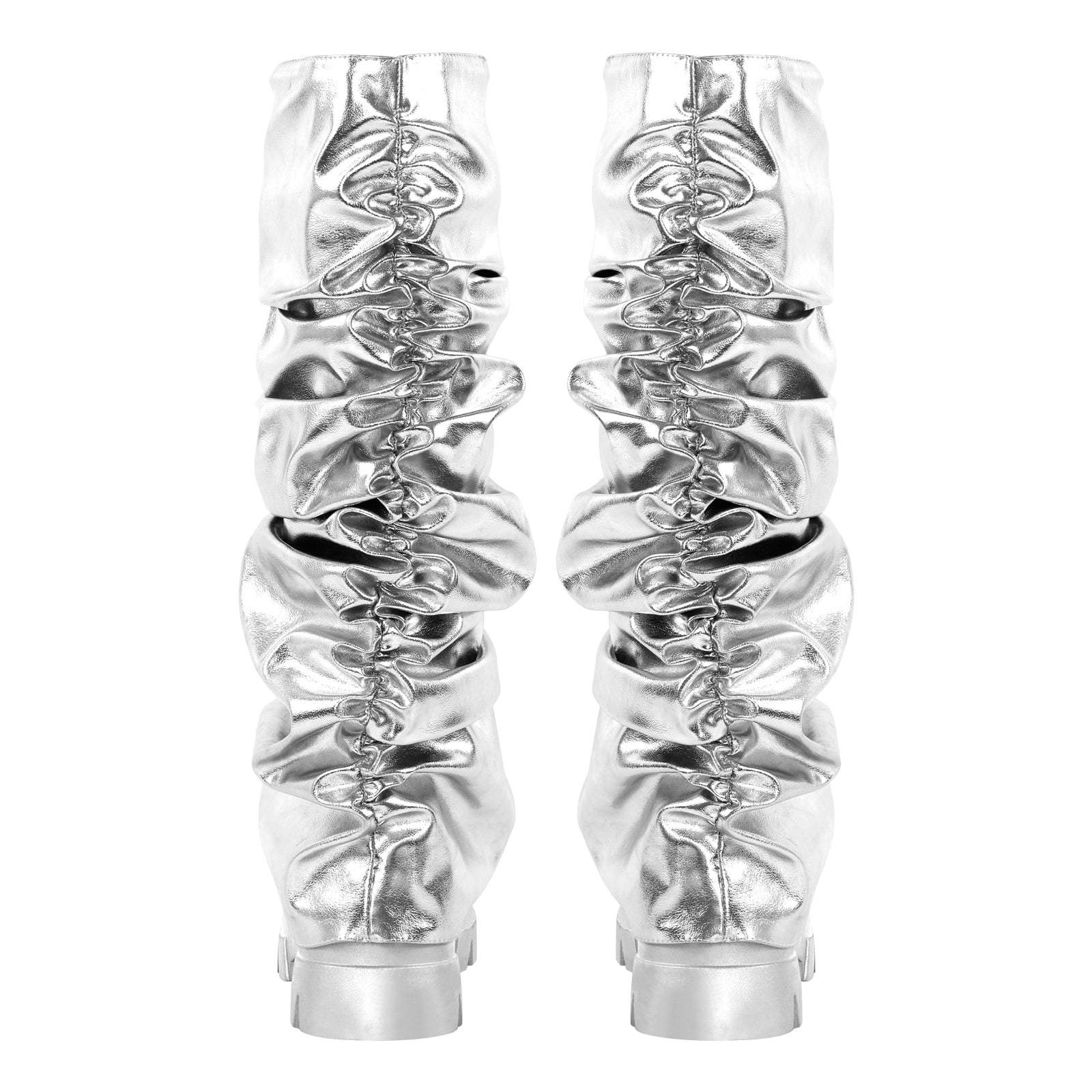 Plateau Halbstiefel Blockabsatz Fold Over Mid Calf Boots Stiefeletten