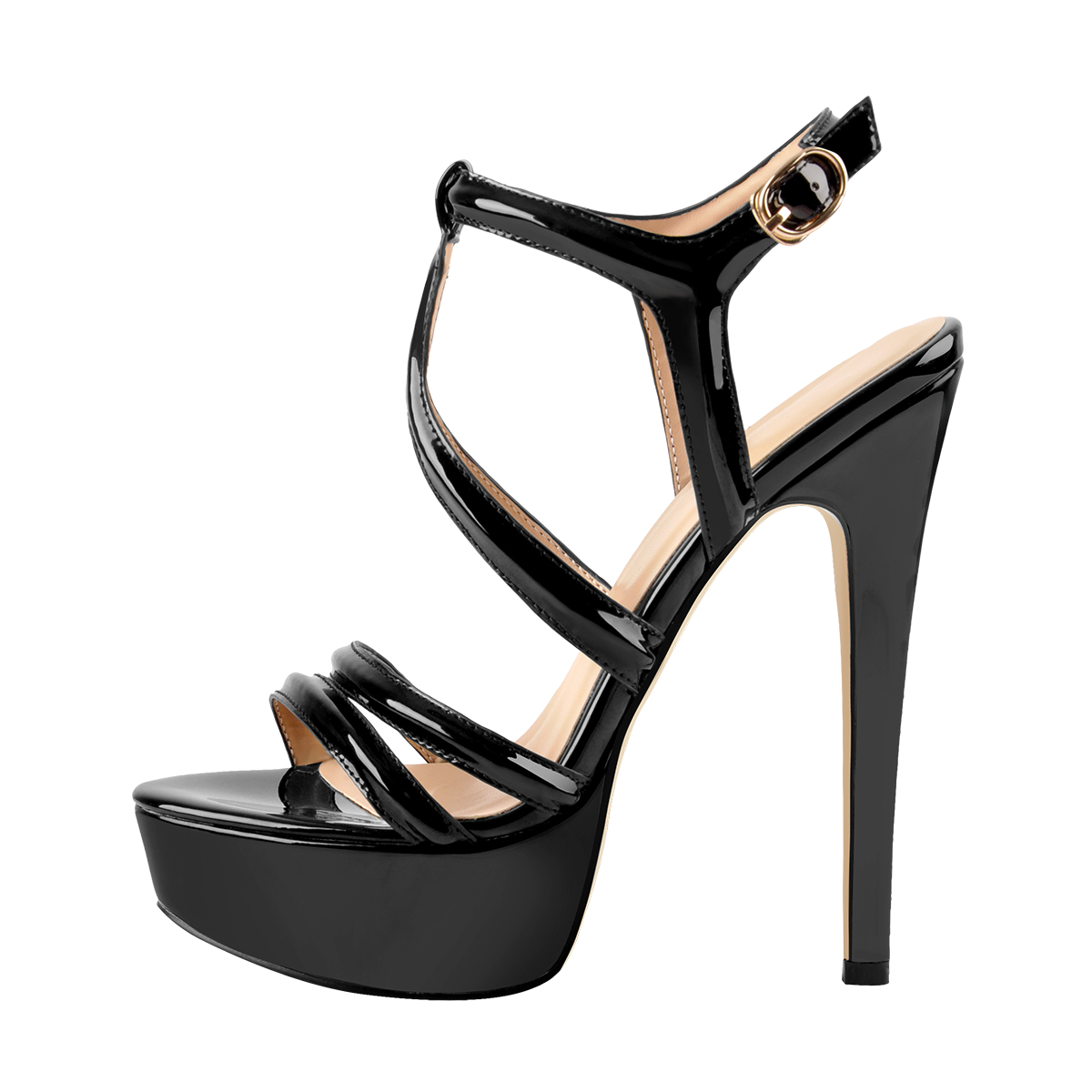 Plattform Stilettos Knöchelriemen Kreuz und Quer Sandalen