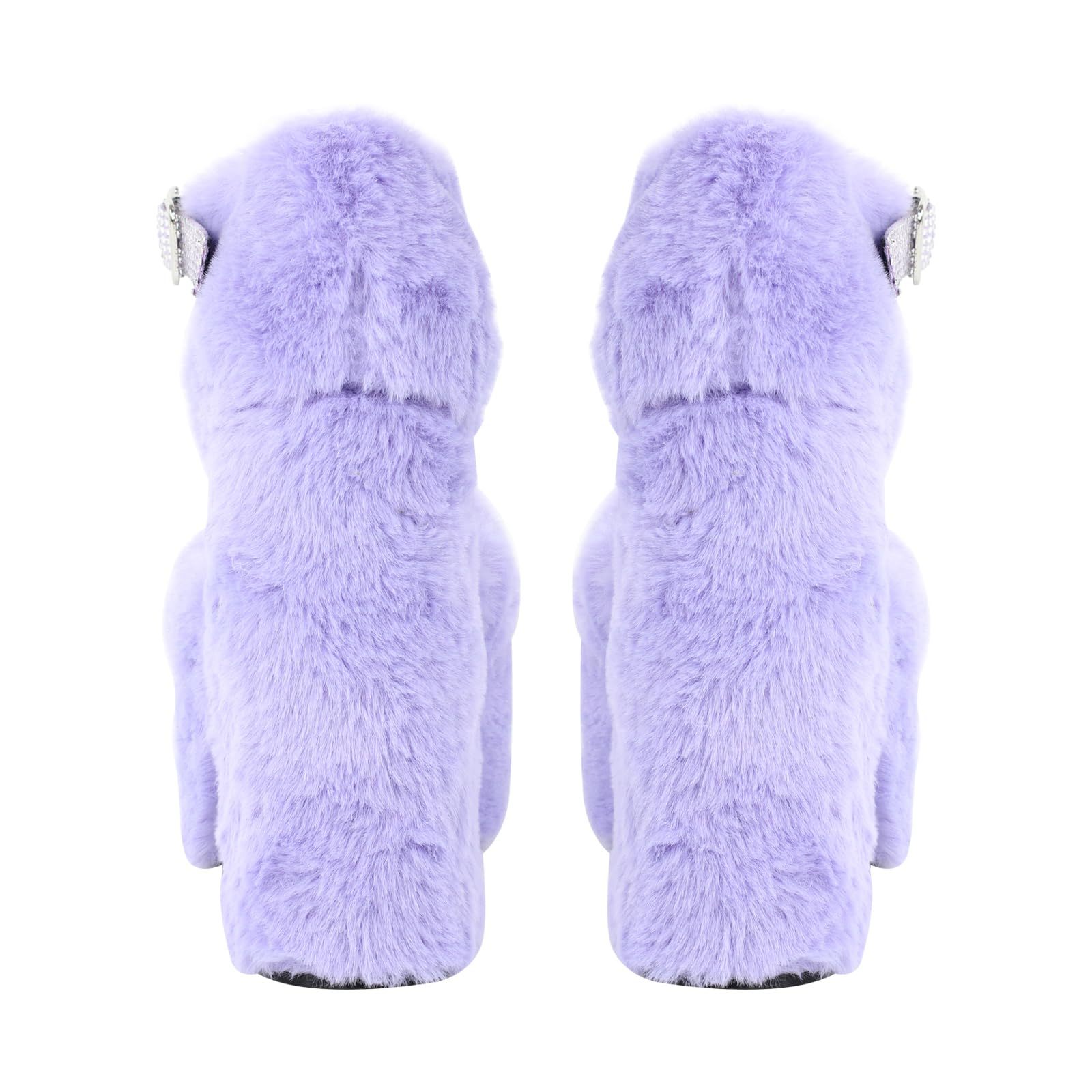 Damen Pumps Plateau Block High Heels Plüsch