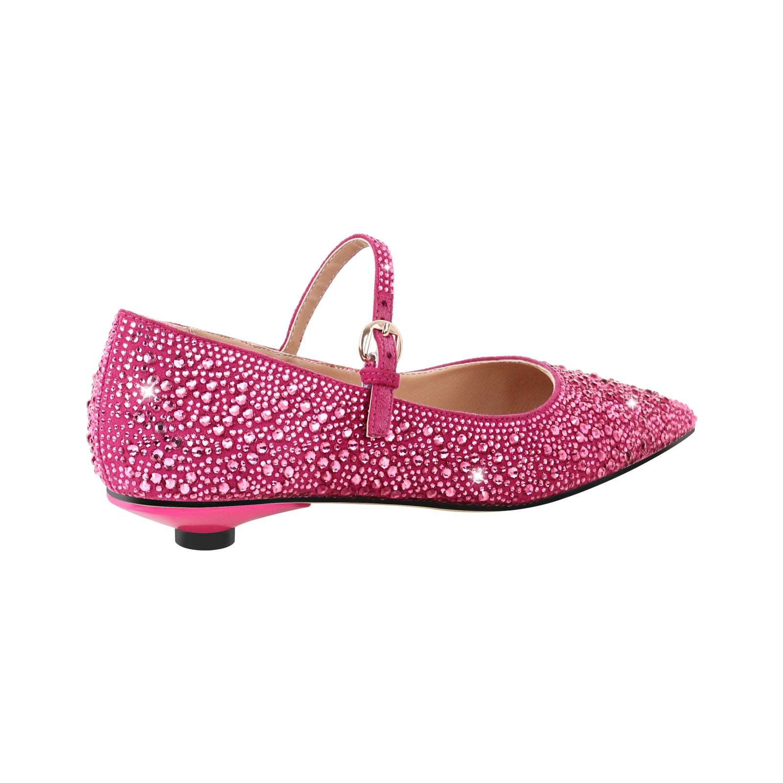 Riemchenpumps mit Schnallen Absatz verzierte Schmucksteinen Glänzende Pumps