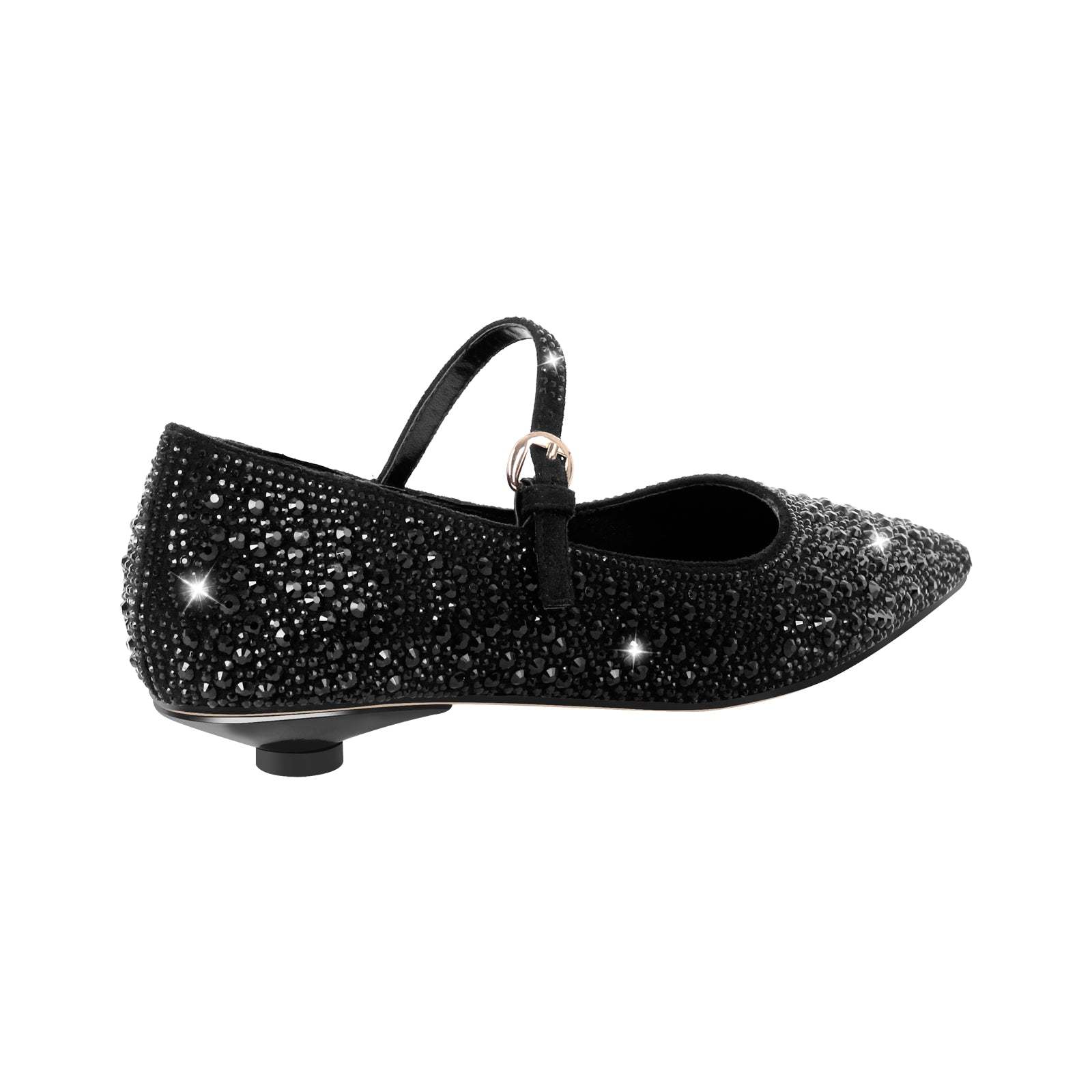 Riemchenpumps mit Schnallen Absatz verzierte Schmucksteinen Glänzende Pumps