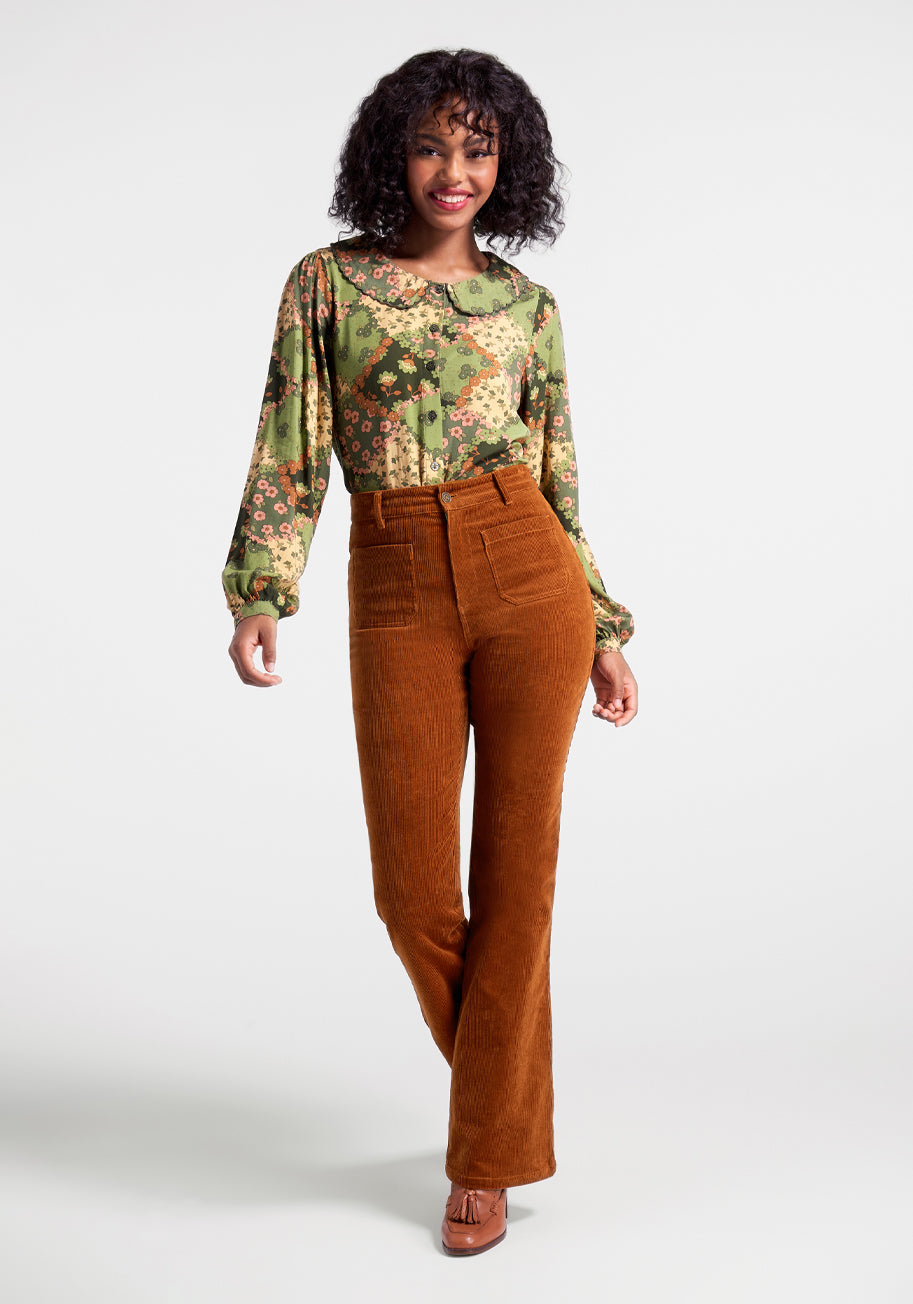 Garden Plot Twist Button-Up Top