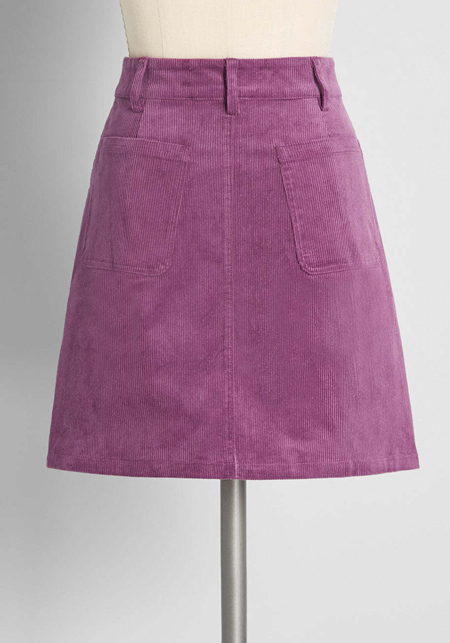 Berry Goodness Button-Front Mini Skirt