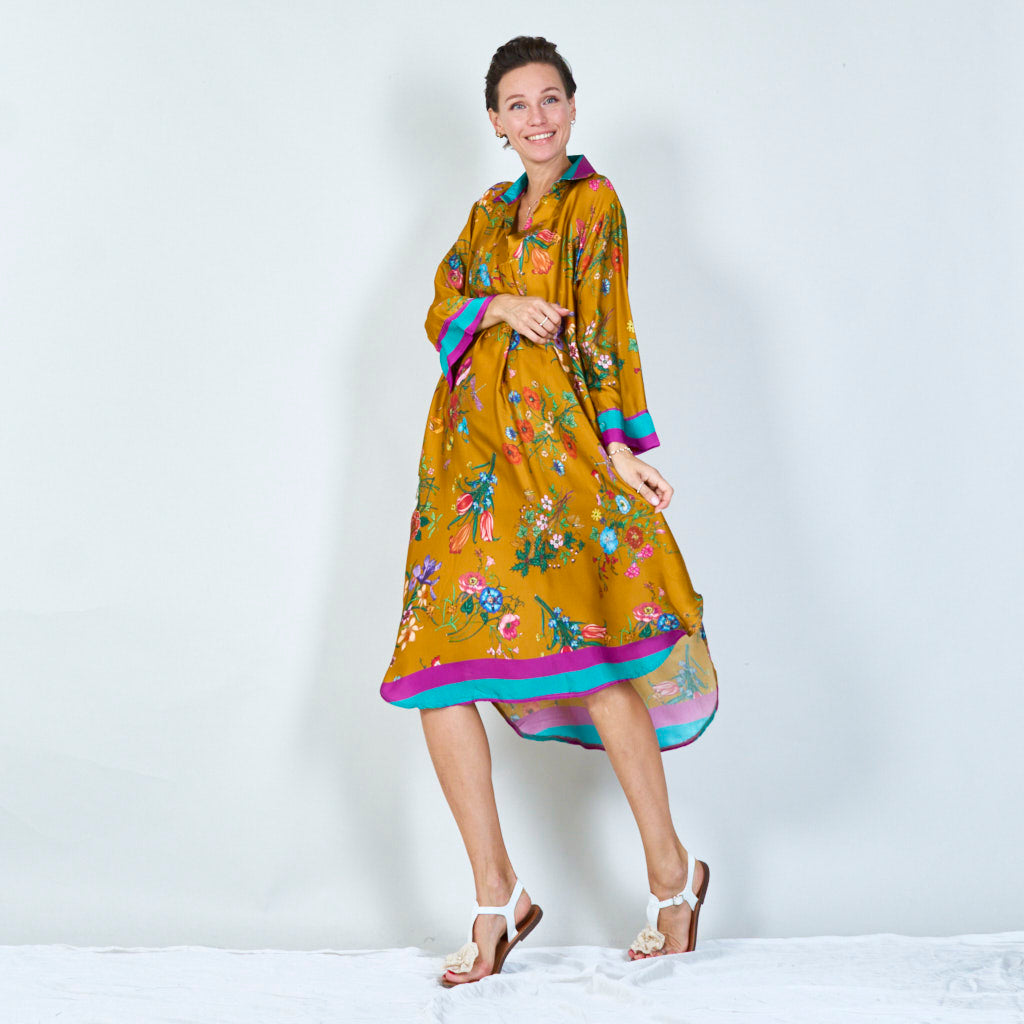 Vibrant floral print tunic dress