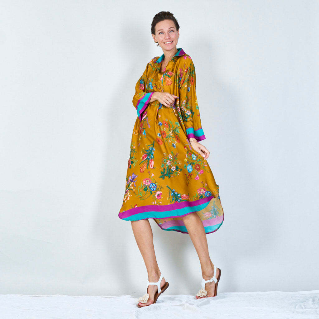 Vibrant floral print tunic dress
