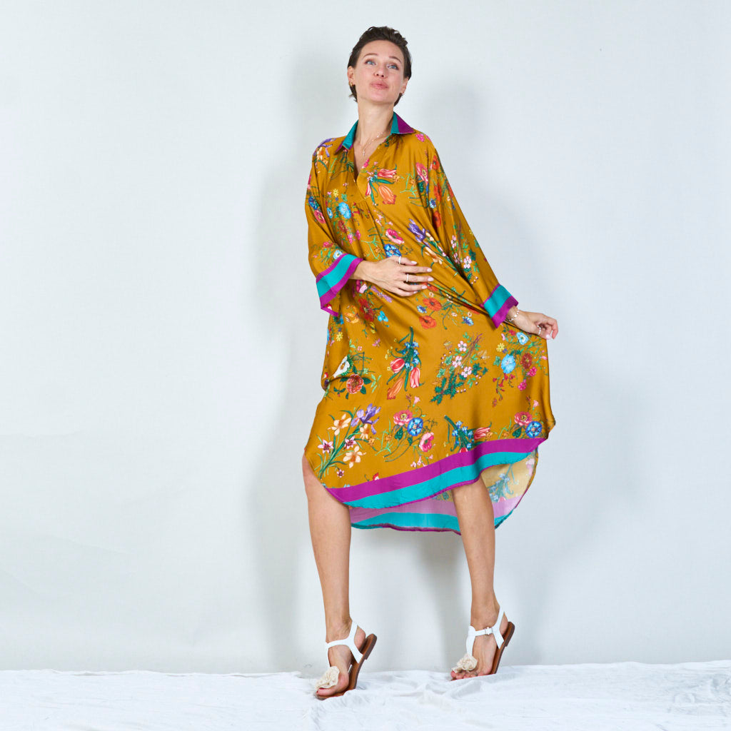 Vibrant floral print tunic dress