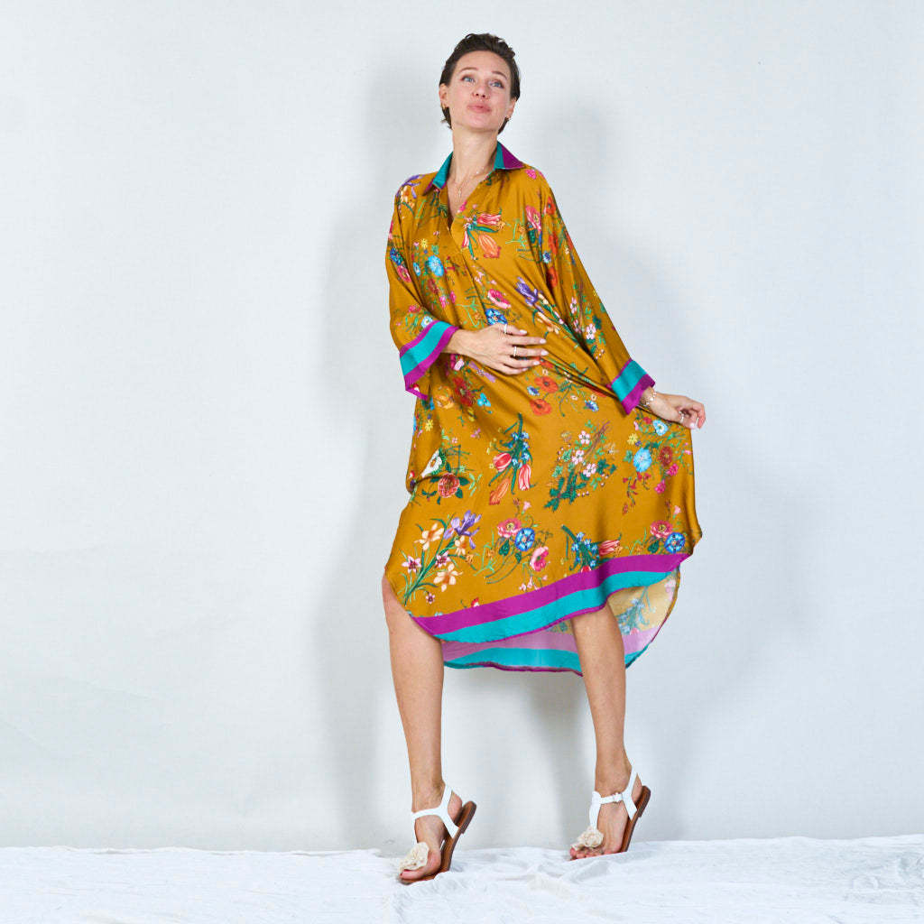 Vibrant floral print tunic dress