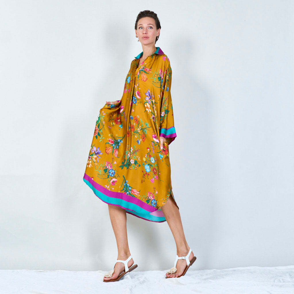 Vibrant floral print tunic dress