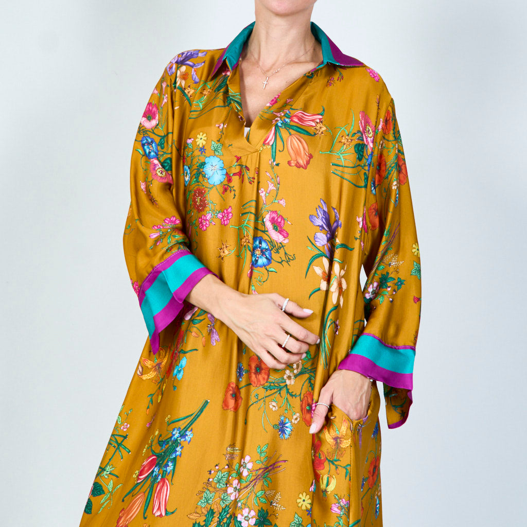 Vibrant floral print tunic dress