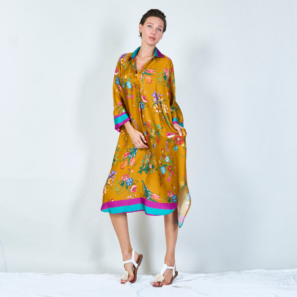 Vibrant floral print tunic dress