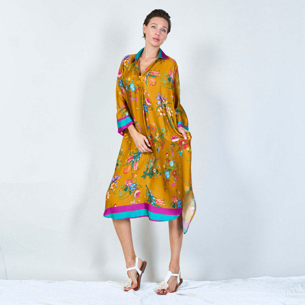 Vibrant floral print tunic dress