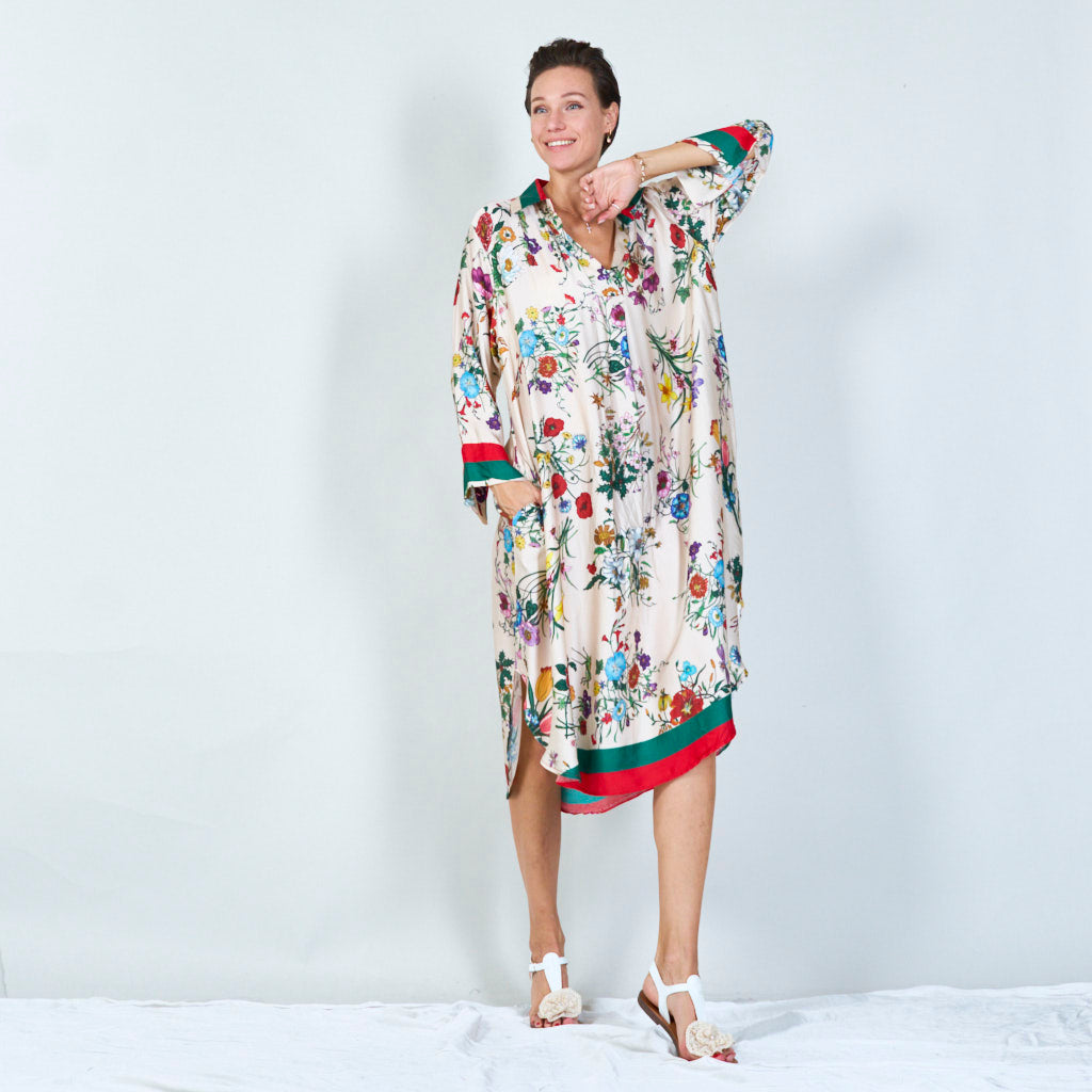 Vibrant floral print tunic dress