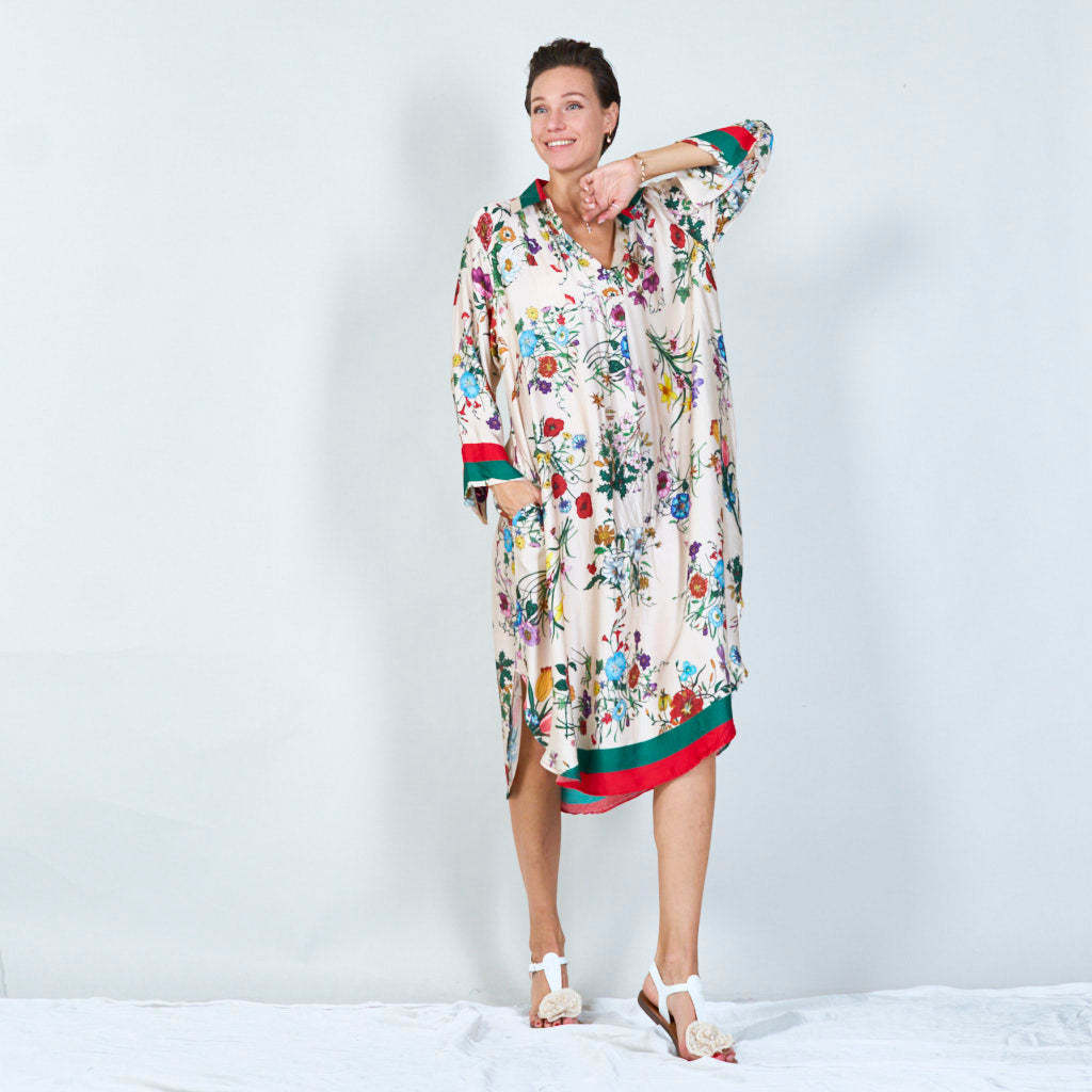 Vibrant floral print tunic dress