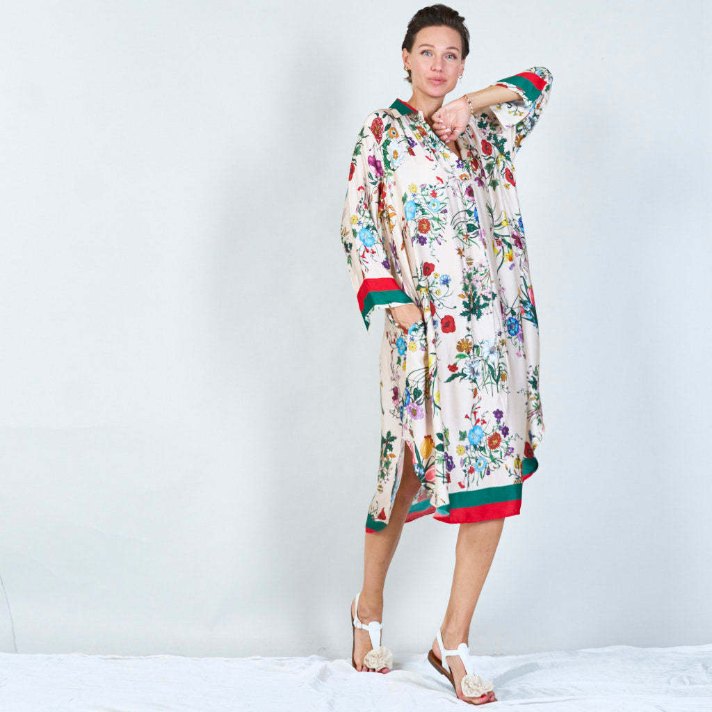 Vibrant floral print tunic dress