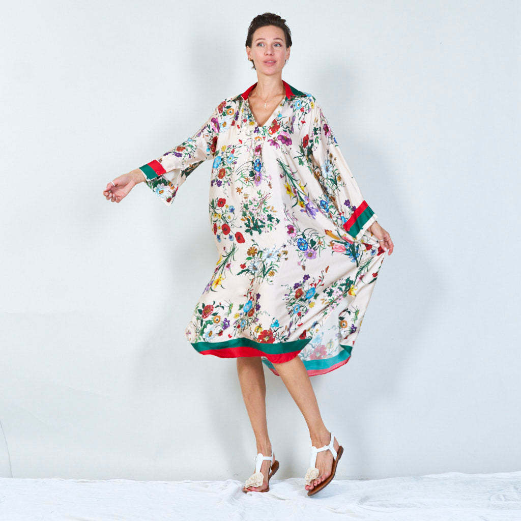 Vibrant floral print tunic dress
