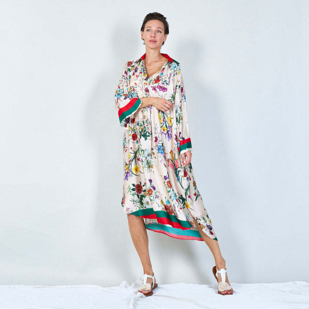 Vibrant floral print tunic dress