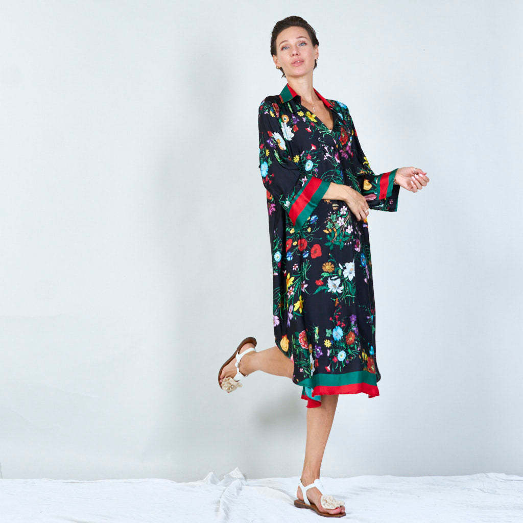 Vibrant floral print tunic dress