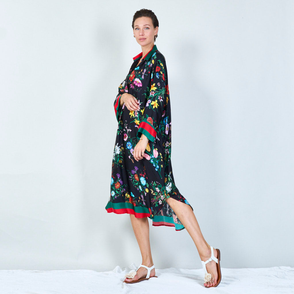 Vibrant floral print tunic dress